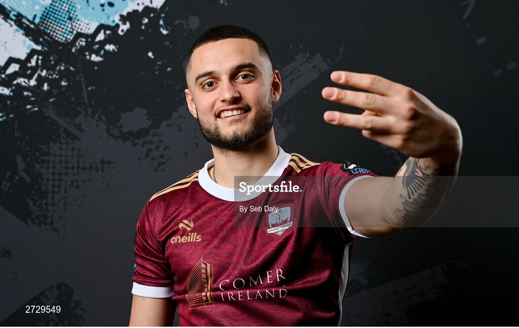 9 February 2024; Leonardo Gaxha during a Galway United FC squad portraits session at The Galmont Hotel in Galway. Photo by Seb Daly/Sportsfile