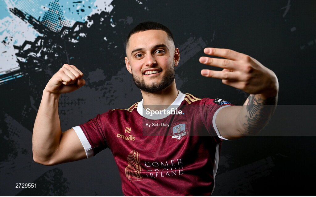 9 February 2024; Leonardo Gaxha during a Galway United FC squad portraits session at The Galmont Hotel in Galway. Photo by Seb Daly/Sportsfile