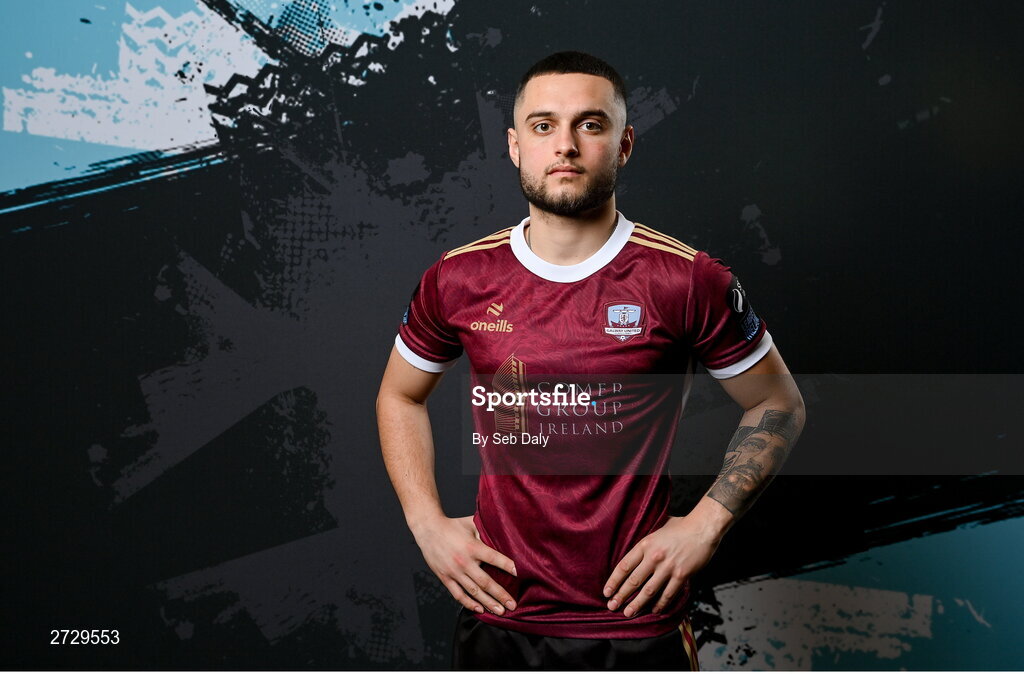9 February 2024; Leonardo Gaxha during a Galway United FC squad portraits session at The Galmont Hotel in Galway. Photo by Seb Daly/Sportsfile