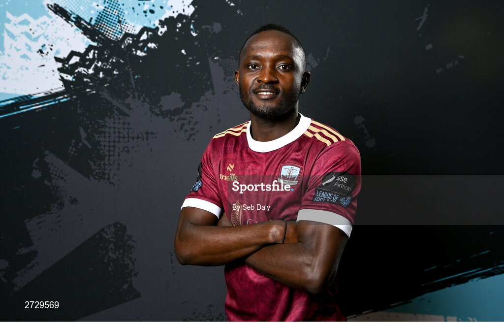 9 February 2024; Jeannot Esua during a Galway United FC squad portraits session at The Galmont Hotel in Galway. Photo by Seb Daly/Sportsfile
