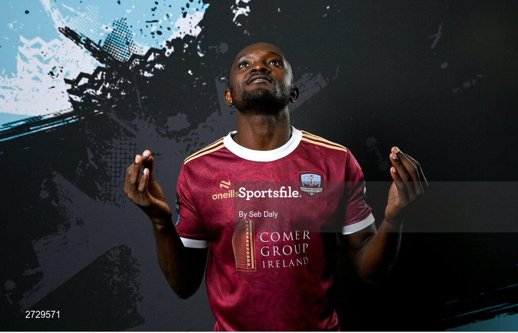 9 February 2024; Jeannot Esua during a Galway United FC squad portraits session at The Galmont Hotel in Galway. Photo by Seb Daly/Sportsfile