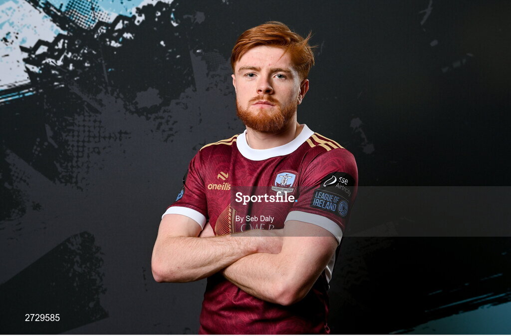 9 February 2024; Aodh Dervin during a Galway United FC squad portraits session at The Galmont Hotel in Galway. Photo by Seb Daly/Sportsfile