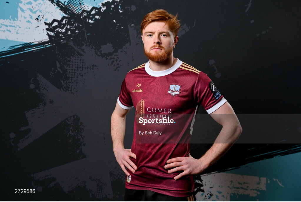 9 February 2024; Aodh Dervin during a Galway United FC squad portraits session at The Galmont Hotel in Galway. Photo by Seb Daly/Sportsfile