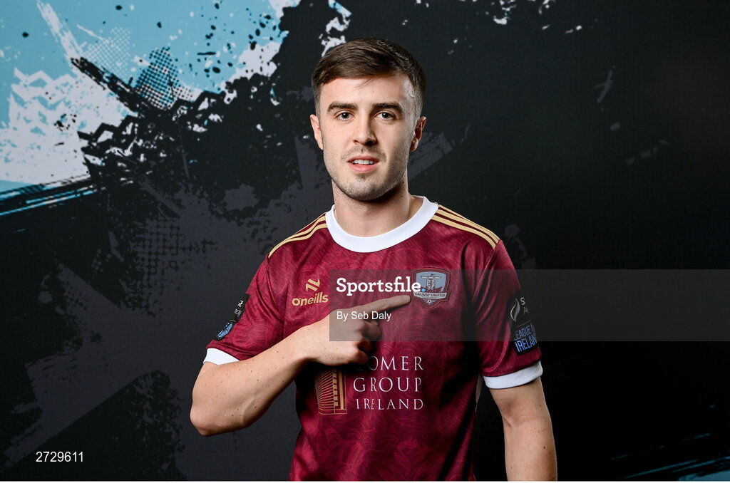 9 February 2024; Tom Costello during a Galway United FC squad portraits session at The Galmont Hotel in Galway. Photo by Seb Daly/Sportsfile