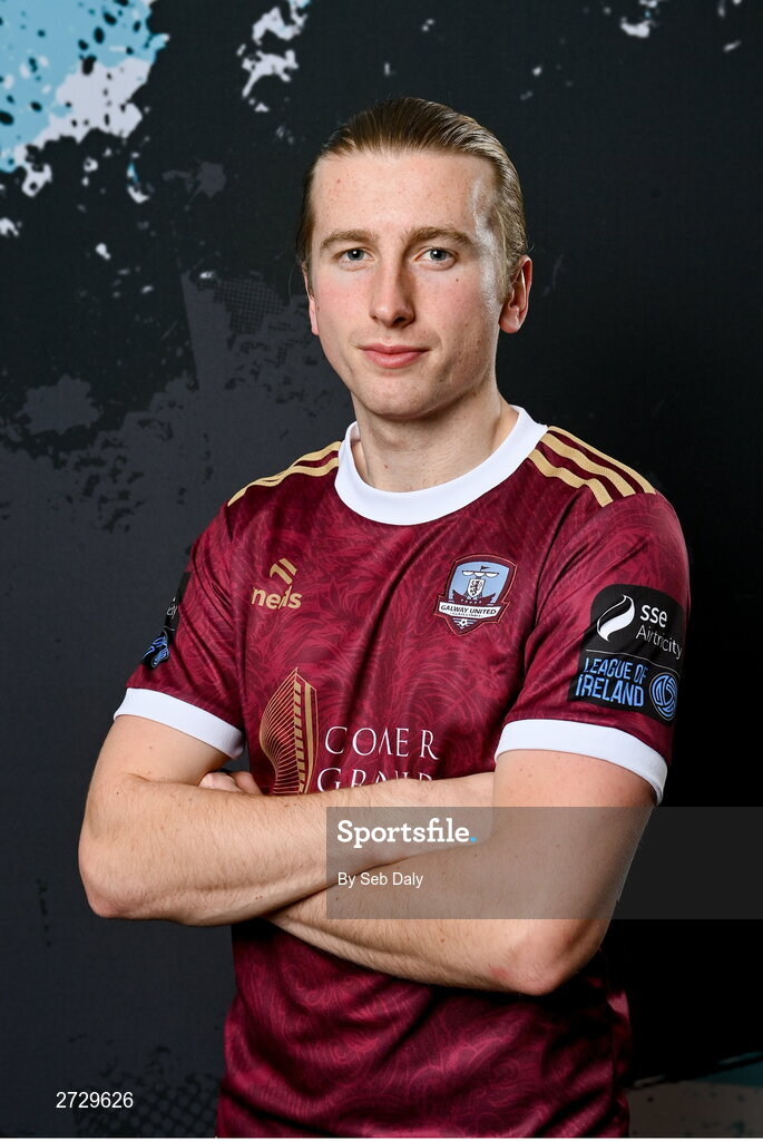 9 February 2024; David Hurley during a Galway United FC squad portraits session at The Galmont Hotel in Galway. Photo by Seb Daly/Sportsfile