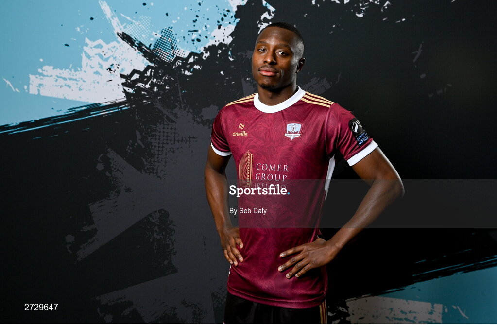 9 February 2024; Francely Lomboto during a Galway United FC squad portraits session at The Galmont Hotel in Galway. Photo by Seb Daly/Sportsfile
