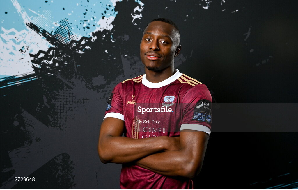 9 February 2024; Francely Lomboto during a Galway United FC squad portraits session at The Galmont Hotel in Galway. Photo by Seb Daly/Sportsfile