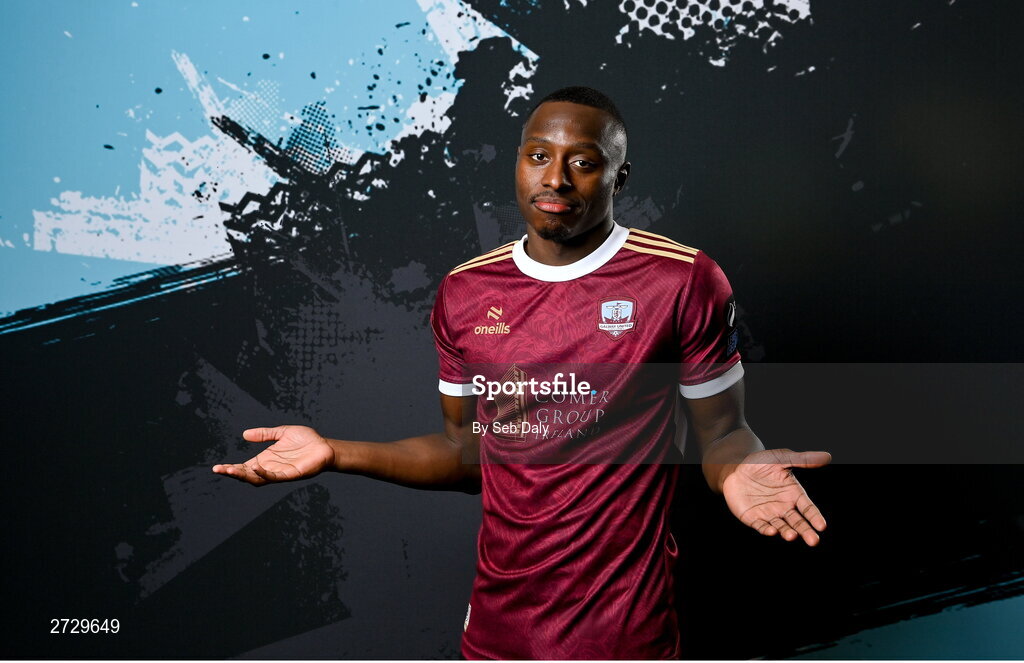 9 February 2024; Francely Lomboto during a Galway United FC squad portraits session at The Galmont Hotel in Galway. Photo by Seb Daly/Sportsfile