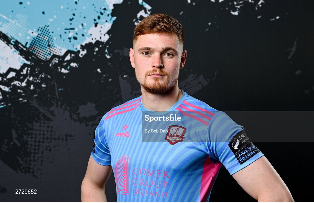 9 February 2024; Joe Wright during a Galway United FC squad portraits session at The Galmont Hotel in Galway. Photo by Seb Daly/Sportsfile
