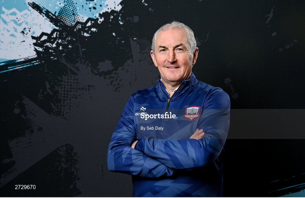 9 February 2024; Manager John Caulfield during a Galway United FC squad portraits session at The Galmont Hotel in Galway. Photo by Seb Daly/Sportsfile