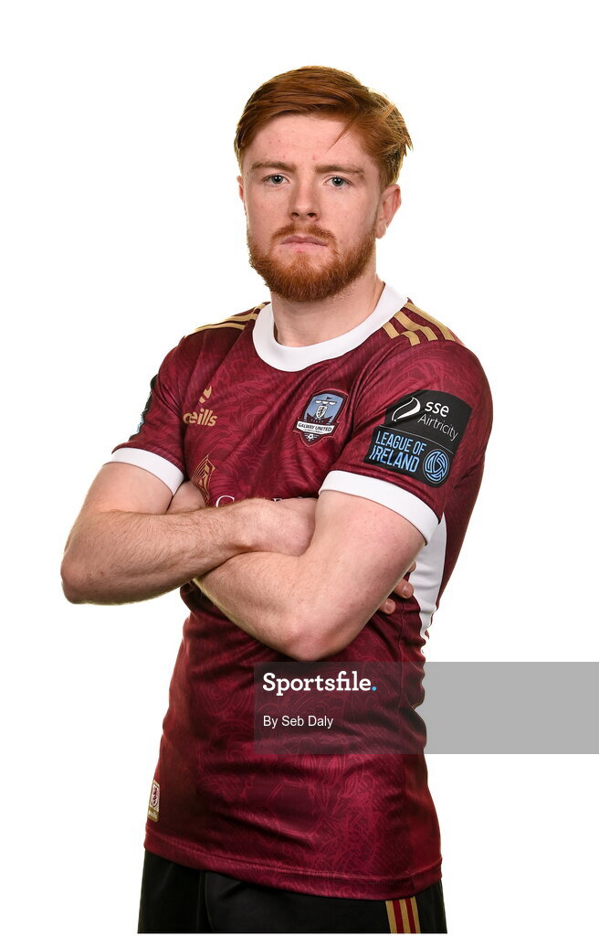 9 February 2024; Aodh Dervin during a Galway United FC squad portraits session at The Galmont Hotel in Galway. Photo by Seb Daly/Sportsfile