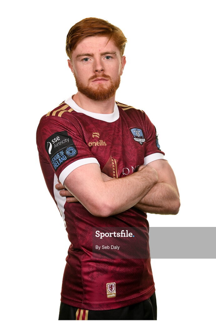9 February 2024; Aodh Dervin during a Galway United FC squad portraits session at The Galmont Hotel in Galway. Photo by Seb Daly/Sportsfile