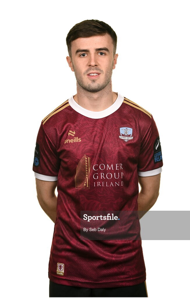 9 February 2024; Tom Costello during a Galway United FC squad portraits session at The Galmont Hotel in Galway. Photo by Seb Daly/Sportsfile