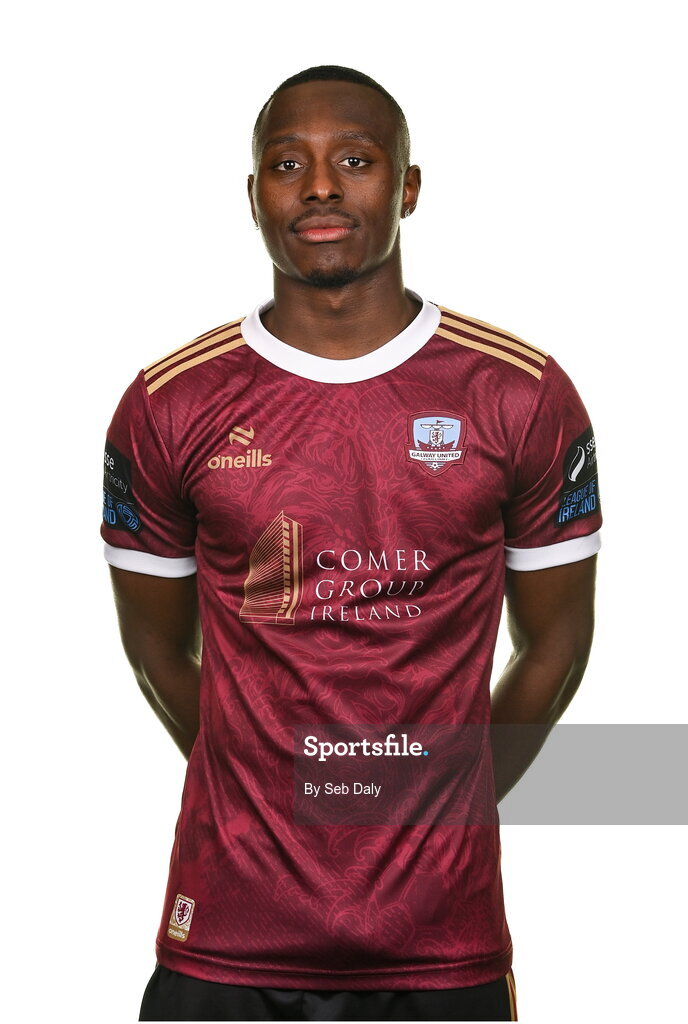 9 February 2024; Francely Lomboto during a Galway United FC squad portraits session at The Galmont Hotel in Galway. Photo by Seb Daly/Sportsfile