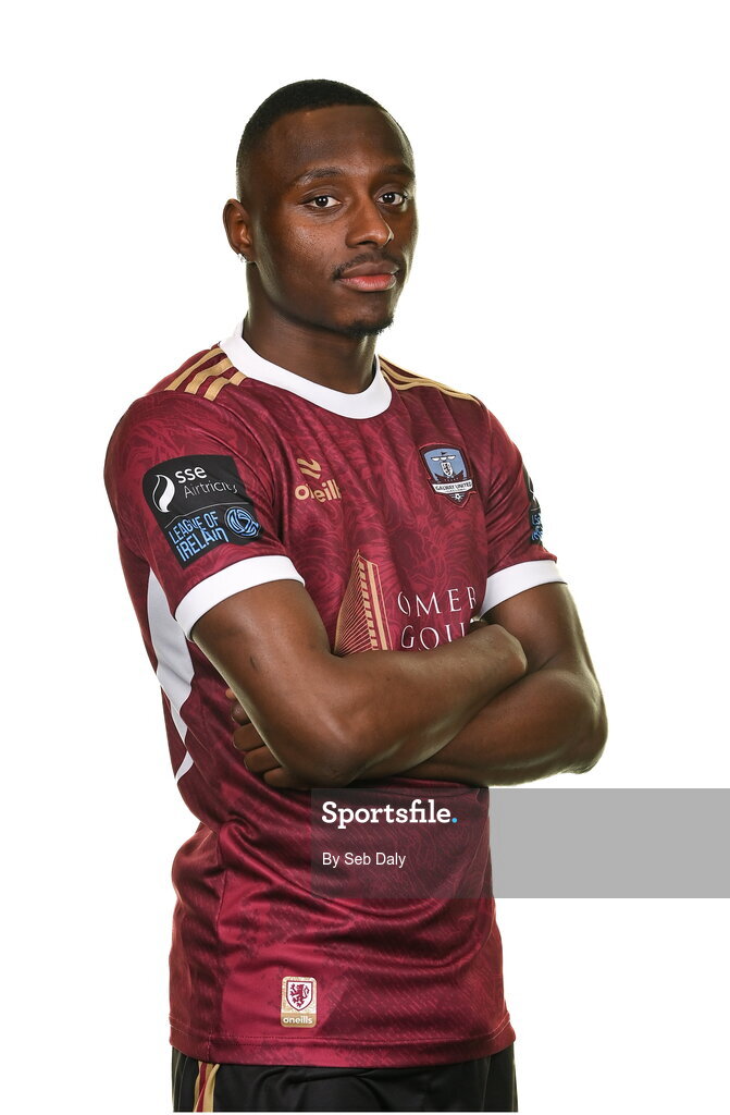 9 February 2024; Francely Lomboto during a Galway United FC squad portraits session at The Galmont Hotel in Galway. Photo by Seb Daly/Sportsfile