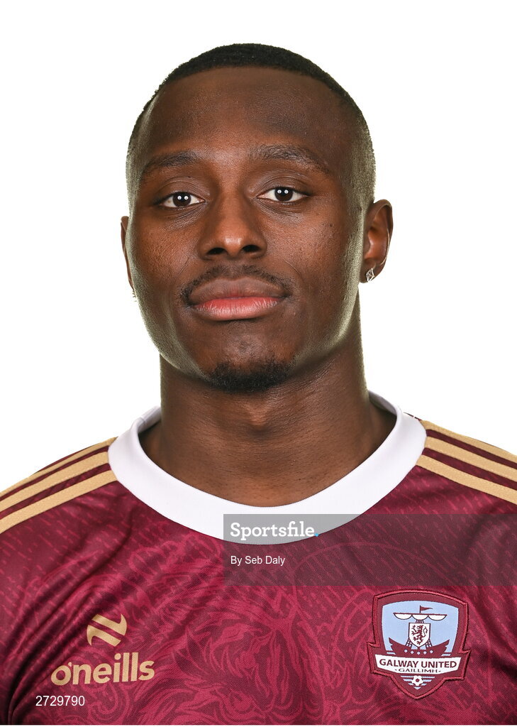 9 February 2024; Francely Lomboto during a Galway United FC squad portraits session at The Galmont Hotel in Galway. Photo by Seb Daly/Sportsfile