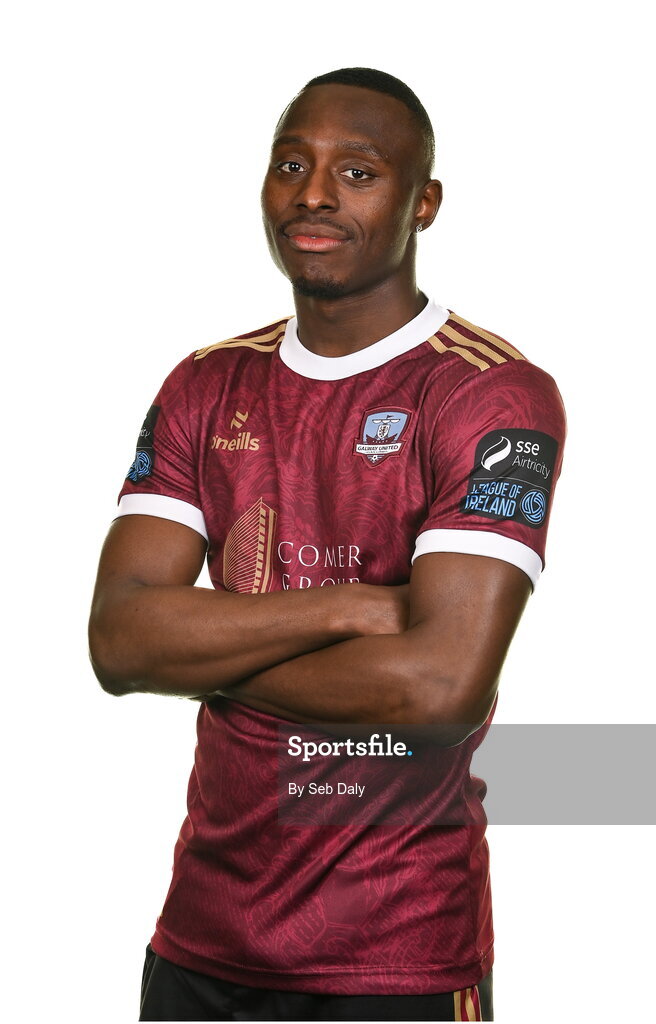 9 February 2024; Francely Lomboto during a Galway United FC squad portraits session at The Galmont Hotel in Galway. Photo by Seb Daly/Sportsfile