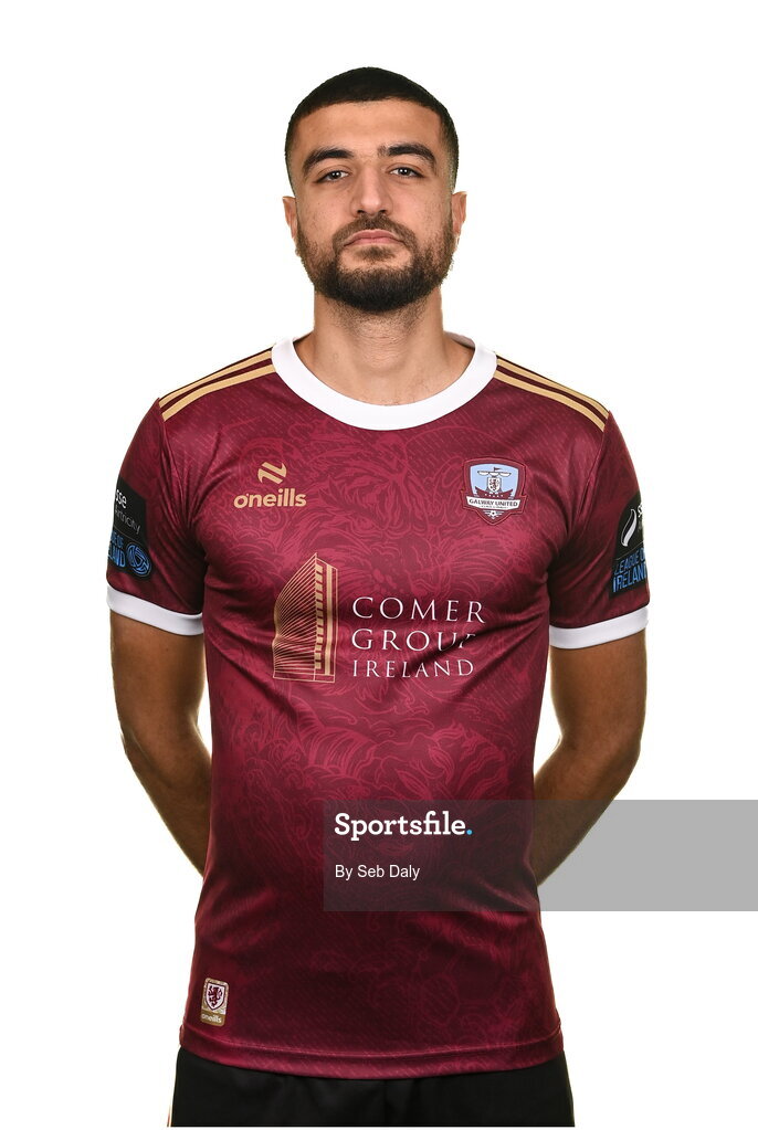 9 February 2024; Wassim Aouachria during a Galway United FC squad portraits session at The Galmont Hotel in Galway. Photo by Seb Daly/Sportsfile