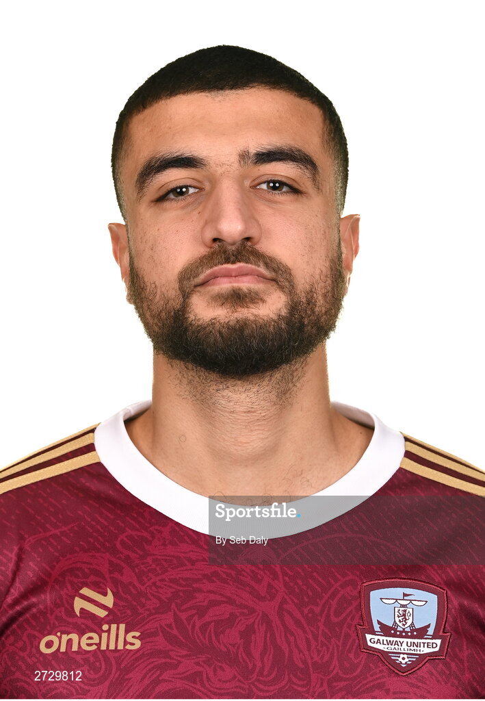 9 February 2024; Wassim Aouachria during a Galway United FC squad portraits session at The Galmont Hotel in Galway. Photo by Seb Daly/Sportsfile