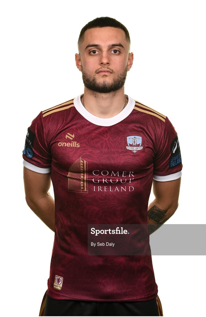 9 February 2024; Leonardo Gaxha during a Galway United FC squad portraits session at The Galmont Hotel in Galway. Photo by Seb Daly/Sportsfile
