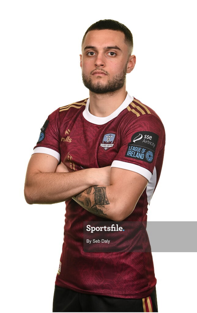9 February 2024; Leonardo Gaxha during a Galway United FC squad portraits session at The Galmont Hotel in Galway. Photo by Seb Daly/Sportsfile