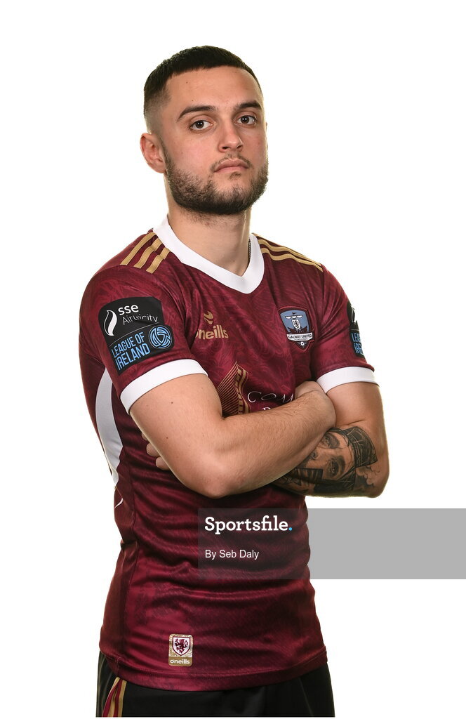 9 February 2024; Leonardo Gaxha during a Galway United FC squad portraits session at The Galmont Hotel in Galway. Photo by Seb Daly/Sportsfile