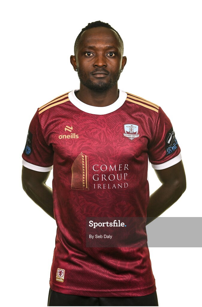 9 February 2024; Jeannot Esua during a Galway United FC squad portraits session at The Galmont Hotel in Galway. Photo by Seb Daly/Sportsfile