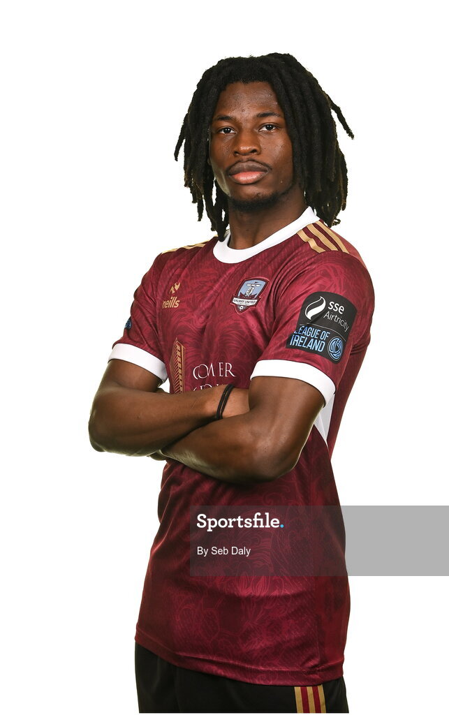 9 February 2024; Al-Amin Kazeem during a Galway United FC squad portraits session at The Galmont Hotel in Galway. Photo by Seb Daly/Sportsfile
