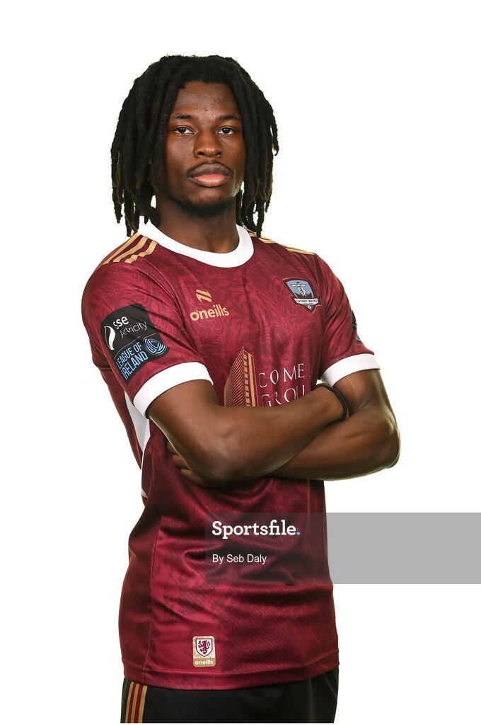 9 February 2024; Al-Amin Kazeem during a Galway United FC squad portraits session at The Galmont Hotel in Galway. Photo by Seb Daly/Sportsfile