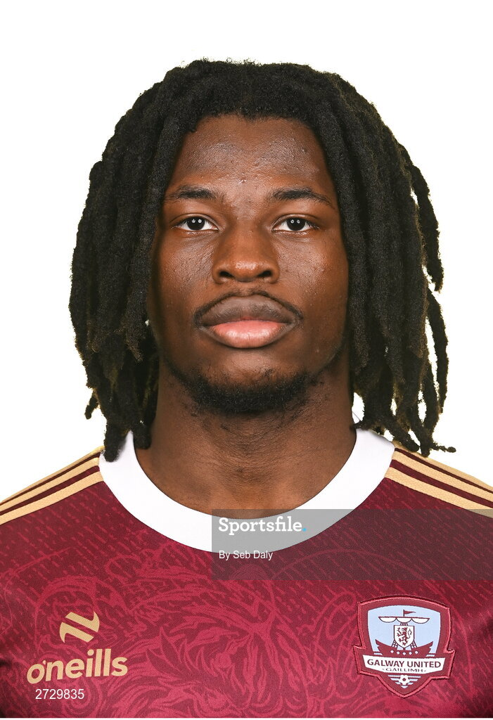 9 February 2024; Al-Amin Kazeem during a Galway United FC squad portraits session at The Galmont Hotel in Galway. Photo by Seb Daly/Sportsfile