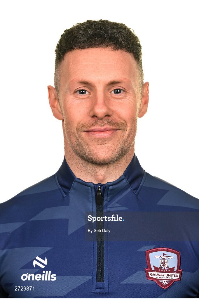 9 February 2024; Performance coach Danny Broderick during a Galway United FC squad portraits session at The Galmont Hotel in Galway. Photo by Seb Daly/Sportsfile