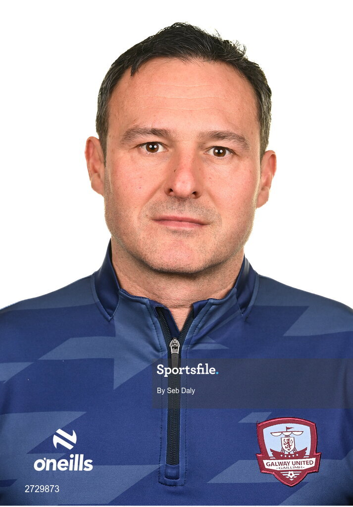 9 February 2024; Goalkeeping coach Gianluca Aimi during a Galway United FC squad portraits session at The Galmont Hotel in Galway. Photo by Seb Daly/Sportsfile
