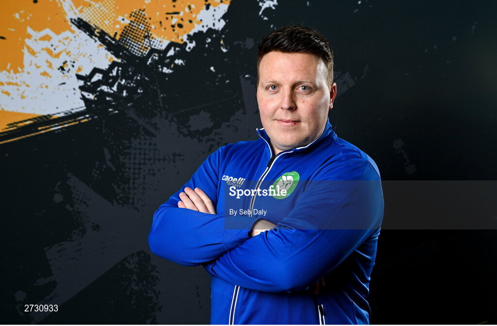 10 February 2024; Manager Ian Ryan during a Bray Wanderers FC squad portraits session at the Carlisle Grounds in Bray, Wicklow. Photo by Seb Daly/Sportsfile