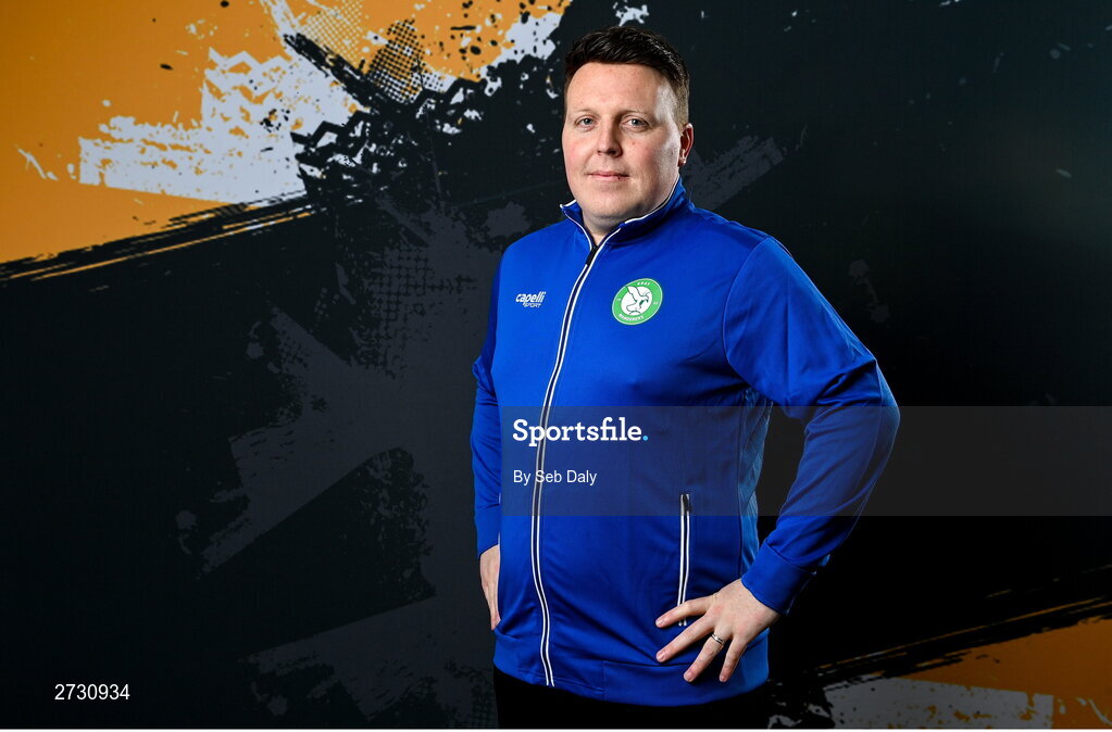 10 February 2024; Manager Ian Ryan during a Bray Wanderers FC squad portraits session at the Carlisle Grounds in Bray, Wicklow. Photo by Seb Daly/Sportsfile