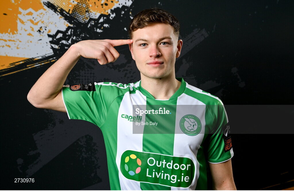 10 February 2024; Callum Thompson during a Bray Wanderers FC squad portraits session at the Carlisle Grounds in Bray, Wicklow. Photo by Seb Daly/Sportsfile