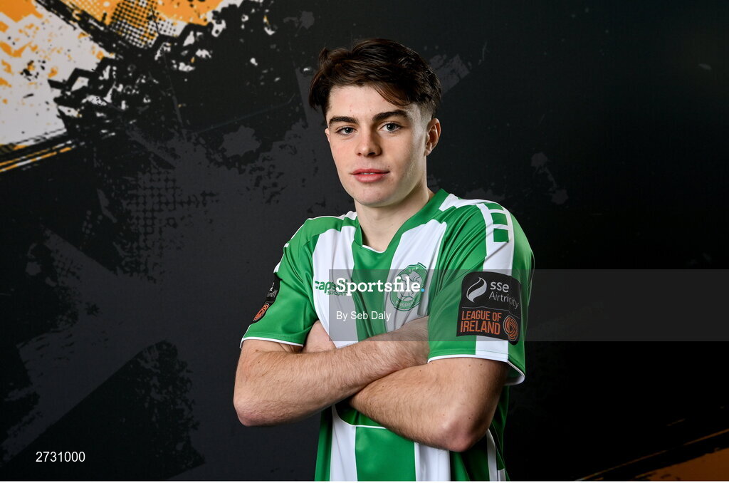 10 February 2024; Josh McGlone during a Bray Wanderers FC squad portraits session at the Carlisle Grounds in Bray, Wicklow. Photo by Seb Daly/Sportsfile