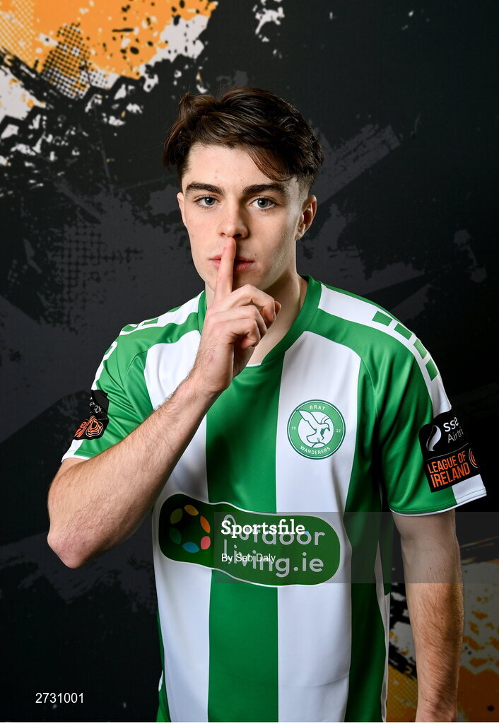 10 February 2024; Josh McGlone during a Bray Wanderers FC squad portraits session at the Carlisle Grounds in Bray, Wicklow. Photo by Seb Daly/Sportsfile