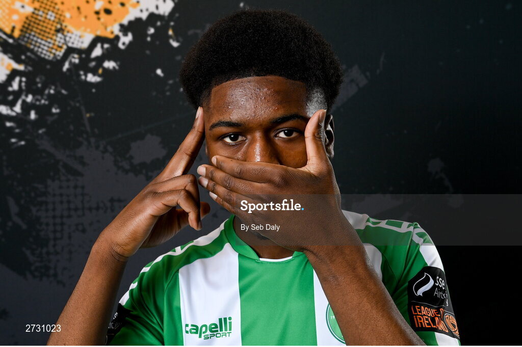 10 February 2024; Alain Kizenga during a Bray Wanderers FC squad portraits session at the Carlisle Grounds in Bray, Wicklow. Photo by Seb Daly/Sportsfile