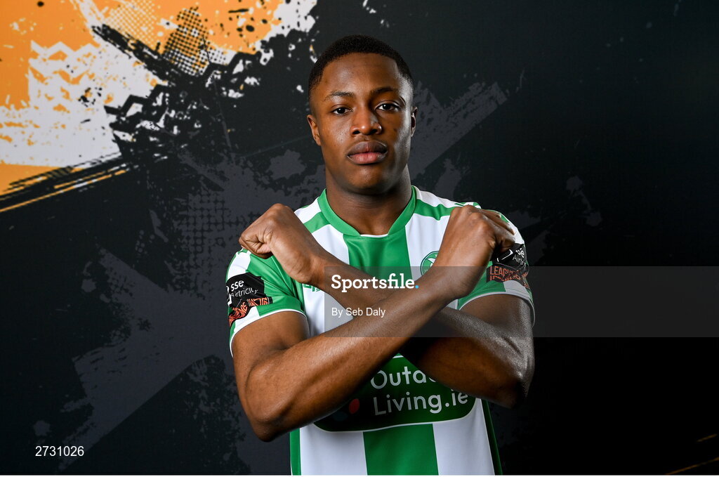 10 February 2024; Daniel Chukwu during a Bray Wanderers FC squad portraits session at the Carlisle Grounds in Bray, Wicklow. Photo by Seb Daly/Sportsfile