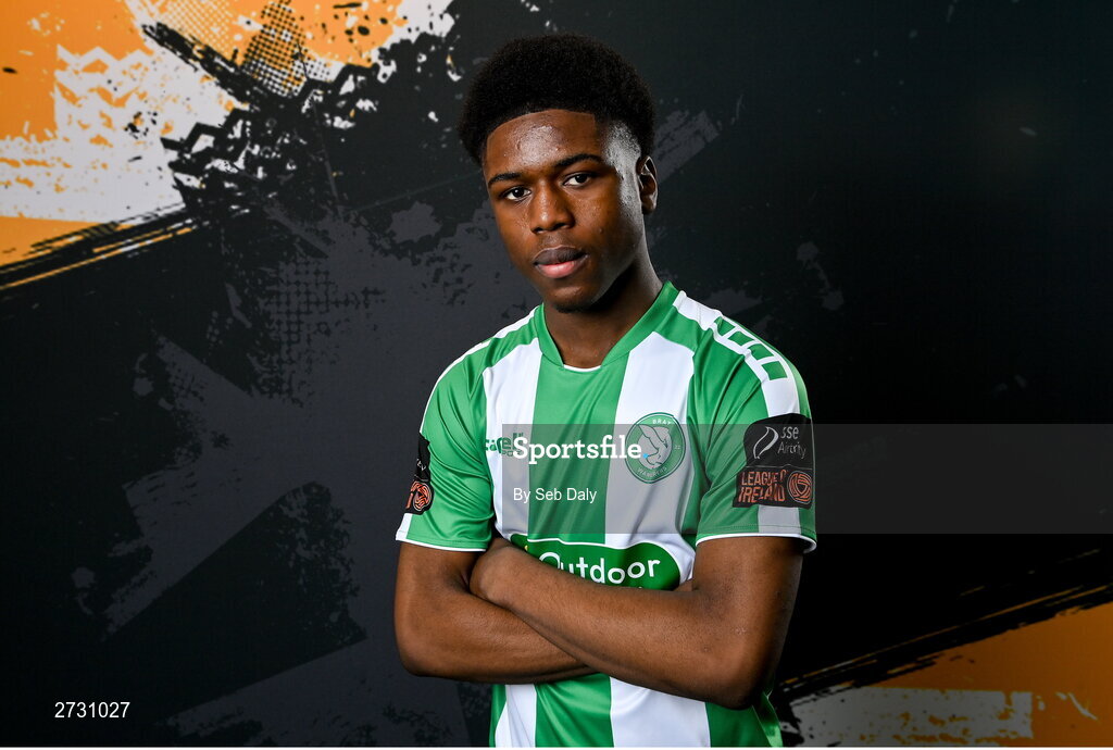 10 February 2024; Alain Kizenga during a Bray Wanderers FC squad portraits session at the Carlisle Grounds in Bray, Wicklow. Photo by Seb Daly/Sportsfile