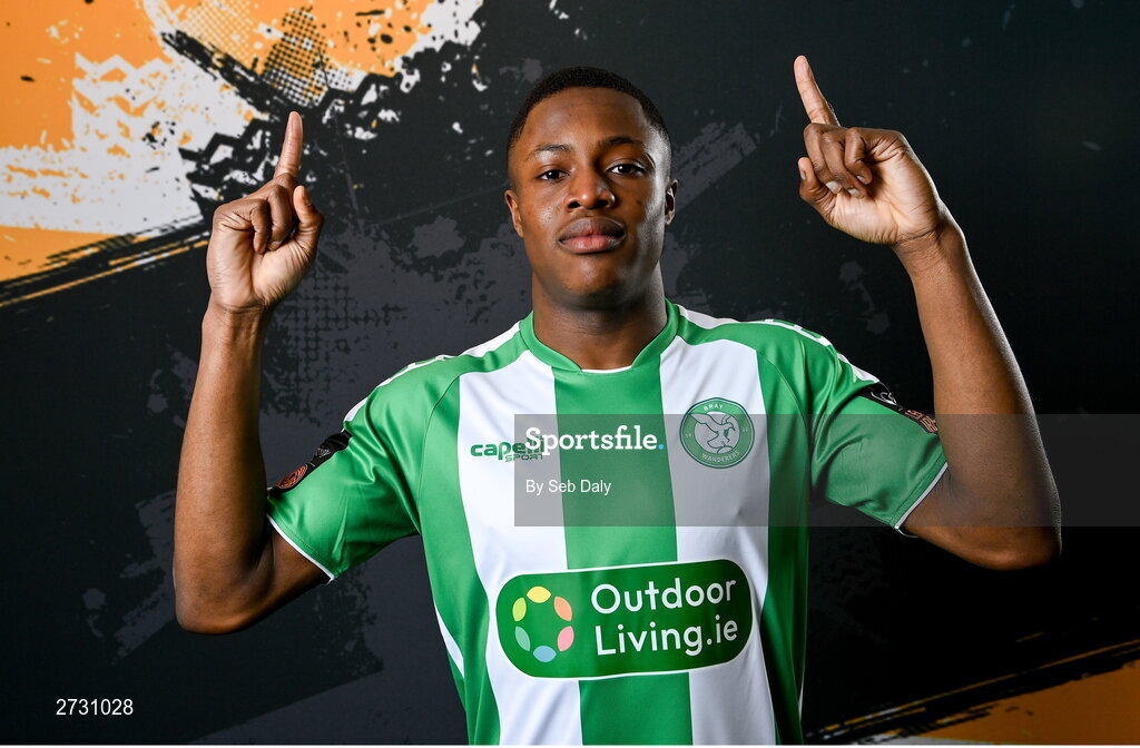 10 February 2024; Daniel Chukwu during a Bray Wanderers FC squad portraits session at the Carlisle Grounds in Bray, Wicklow. Photo by Seb Daly/Sportsfile