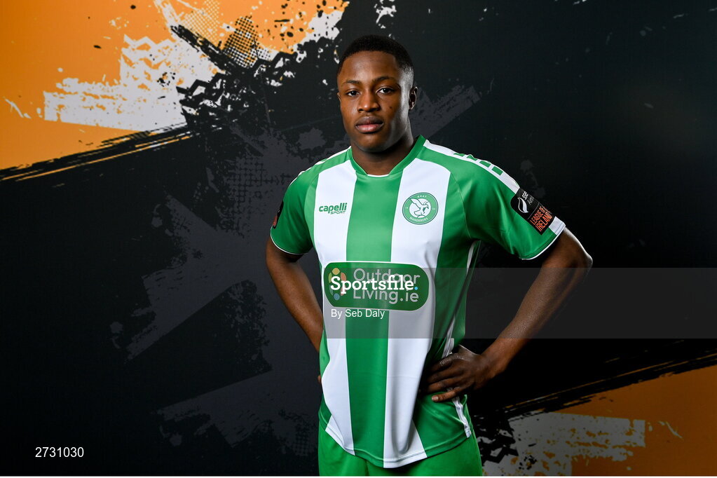 10 February 2024; Daniel Chukwu during a Bray Wanderers FC squad portraits session at the Carlisle Grounds in Bray, Wicklow. Photo by Seb Daly/Sportsfile