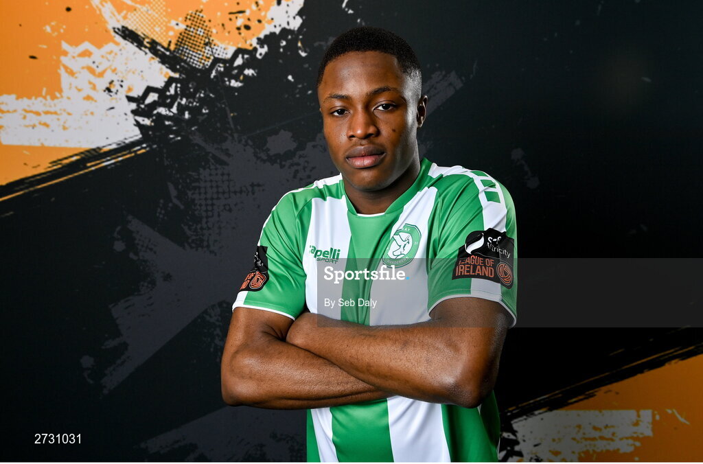 10 February 2024; Daniel Chukwu during a Bray Wanderers FC squad portraits session at the Carlisle Grounds in Bray, Wicklow. Photo by Seb Daly/Sportsfile