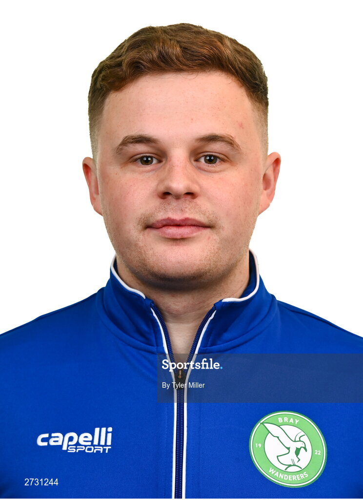 10 February 2024; First team coach Ryan Hannon poses for a portrait during a Bray Wanderers FC squad portraits session at Carlisle Grounds in Bray, Wicklow. Photo by Tyler Miller/Sportsfile