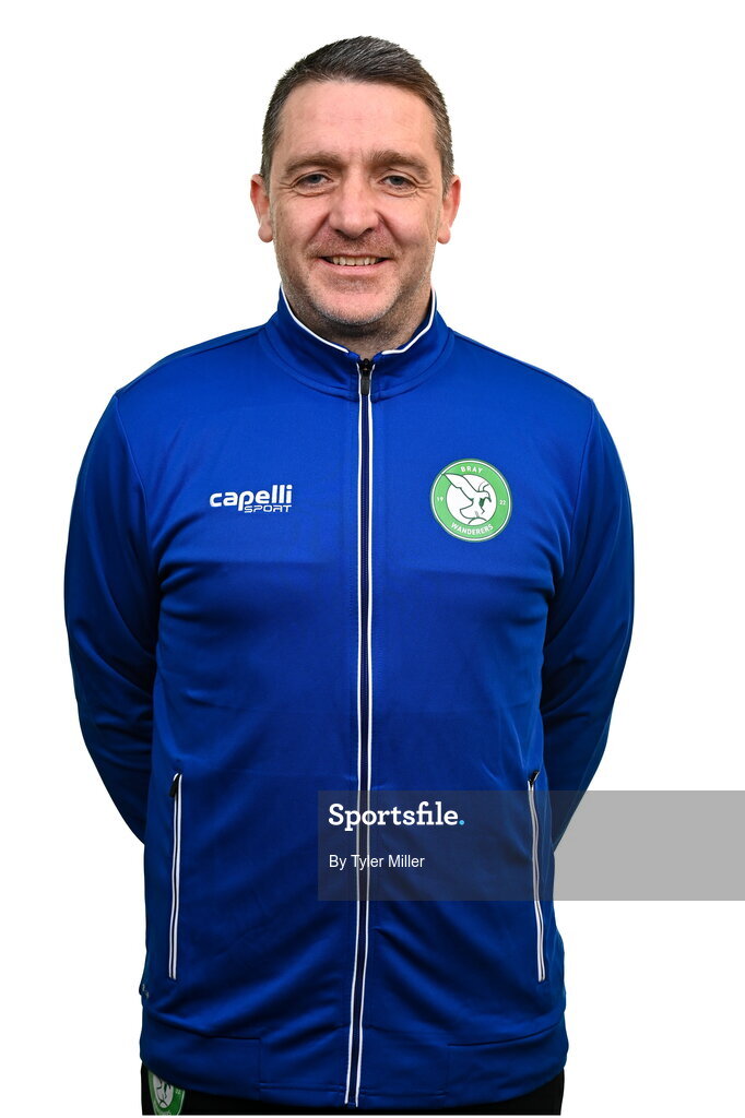 10 February 2024; First team coach Paul Heffernan poses for a portrait during a Bray Wanderers FC squad portraits session at Carlisle Grounds in Bray, Wicklow. Photo by Tyler Miller/Sportsfile