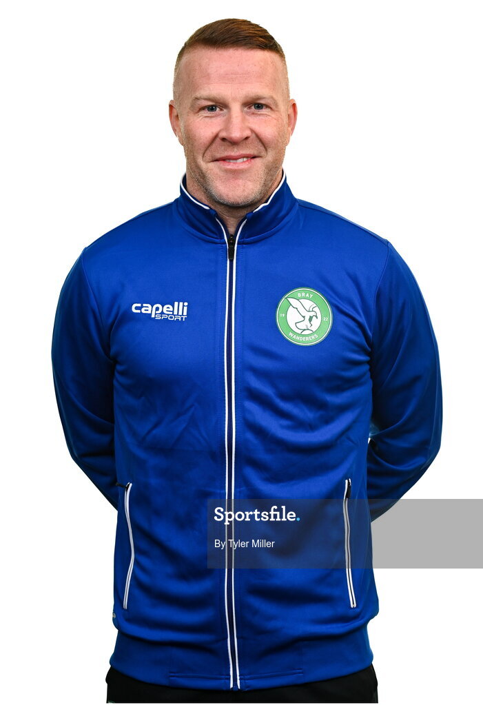 10 February 2024; Assistant head coach Lorcan Fitzgerald poses for a portrait during a Bray Wanderers FC squad portraits session at Carlisle Grounds in Bray, Wicklow. Photo by Tyler Miller/Sportsfile