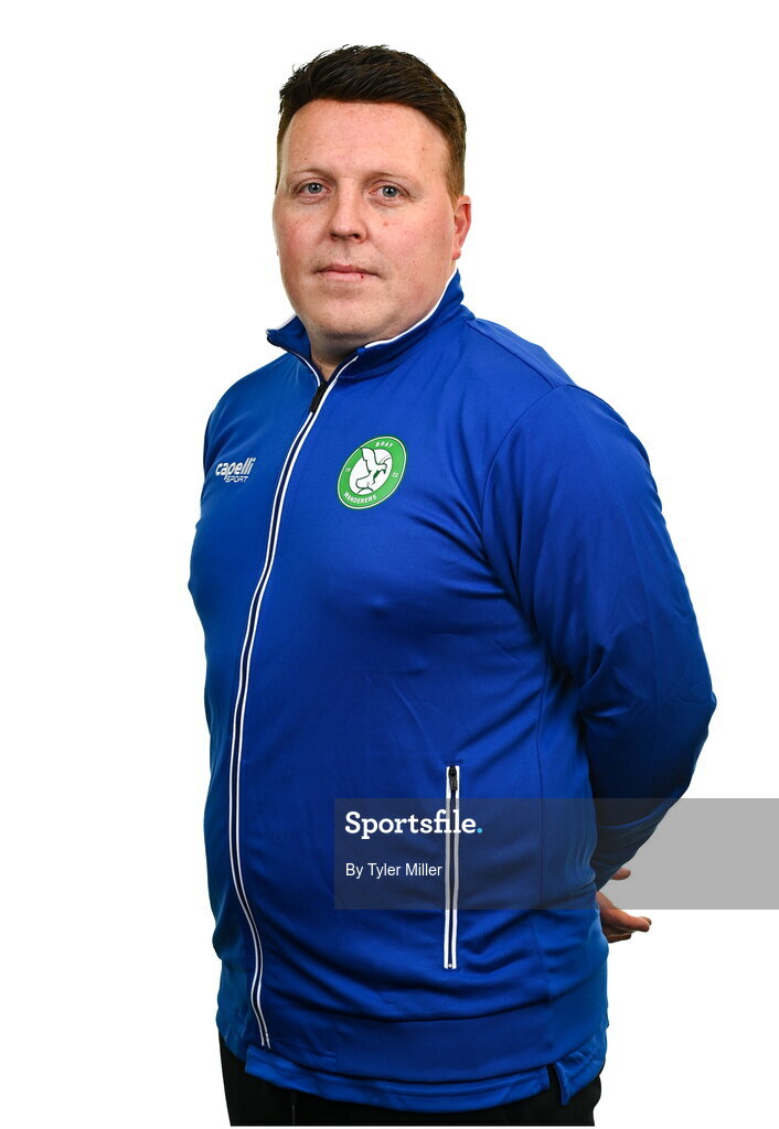 10 February 2024; Head coach Ian Ryan poses for a portrait during a Bray Wanderers FC squad portraits session at Carlisle Grounds in Bray, Wicklow. Photo by Tyler Miller/Sportsfile