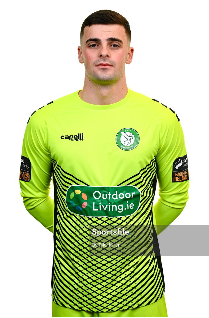 10 February 2024; Goalkeeper Jimmy Corcoran poses for a portrait during a Bray Wanderers FC squad portraits session at Carlisle Grounds in Bray, Wicklow. Photo by Tyler Miller/Sportsfile