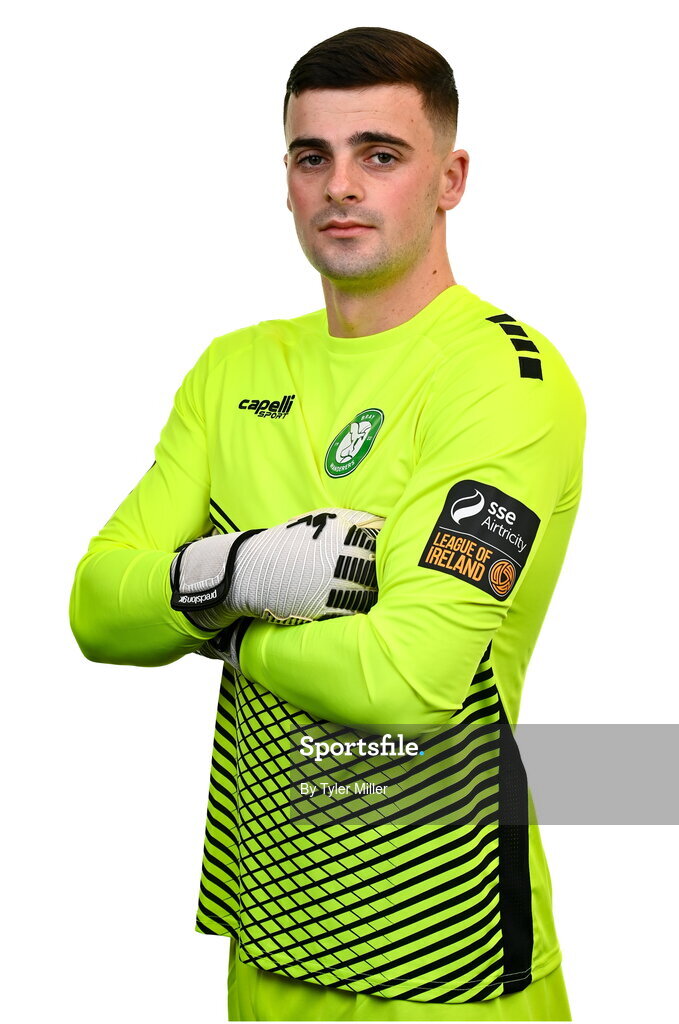 10 February 2024; Goalkeeper Jimmy Corcoran poses for a portrait during a Bray Wanderers FC squad portraits session at Carlisle Grounds in Bray, Wicklow. Photo by Tyler Miller/Sportsfile