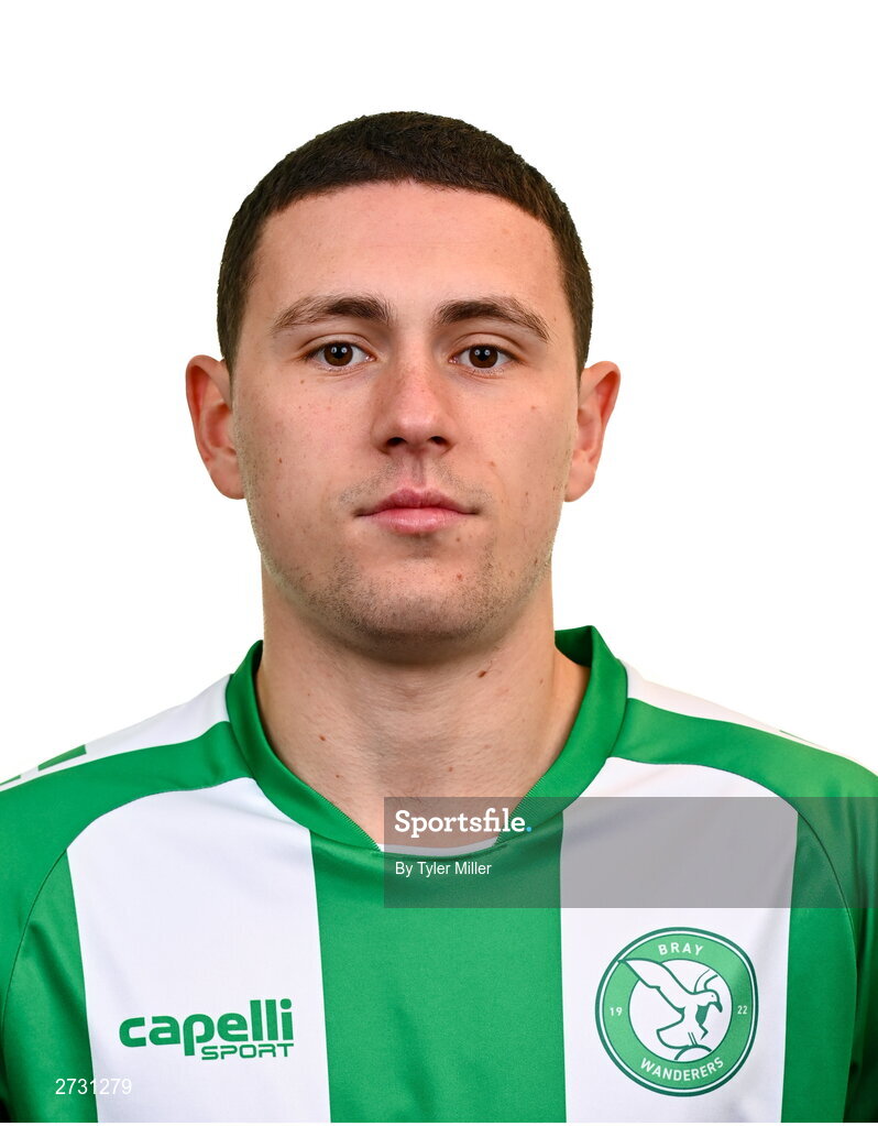 10 February 2024; Max Murphy poses for a portrait during a Bray Wanderers FC squad portraits session at Carlisle Grounds in Bray, Wicklow. Photo by Tyler Miller/Sportsfile